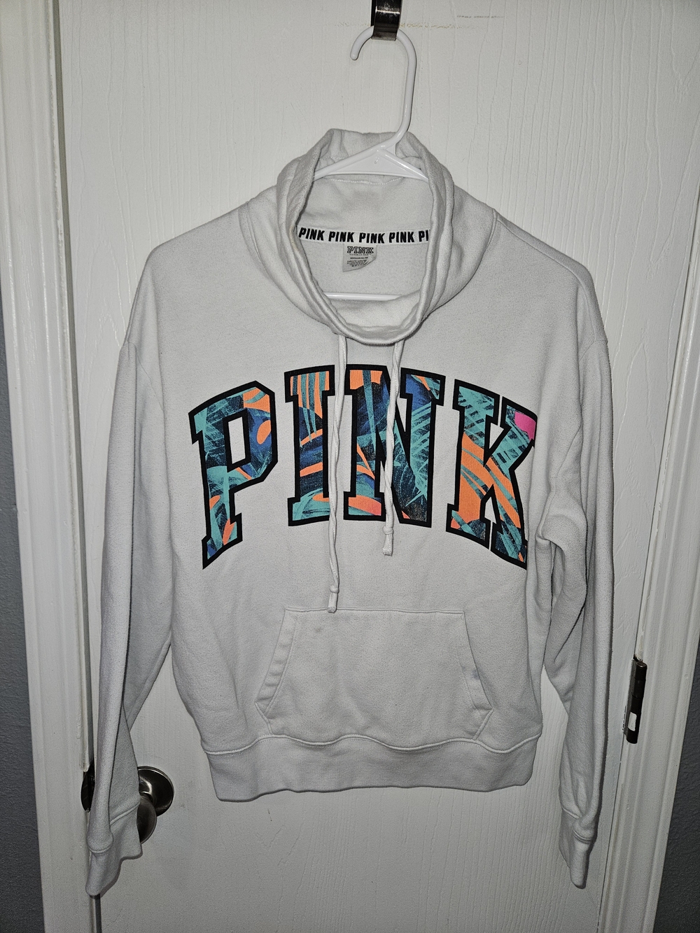 PINK Victoria's Secret White Cowl Neck Sweatshirt